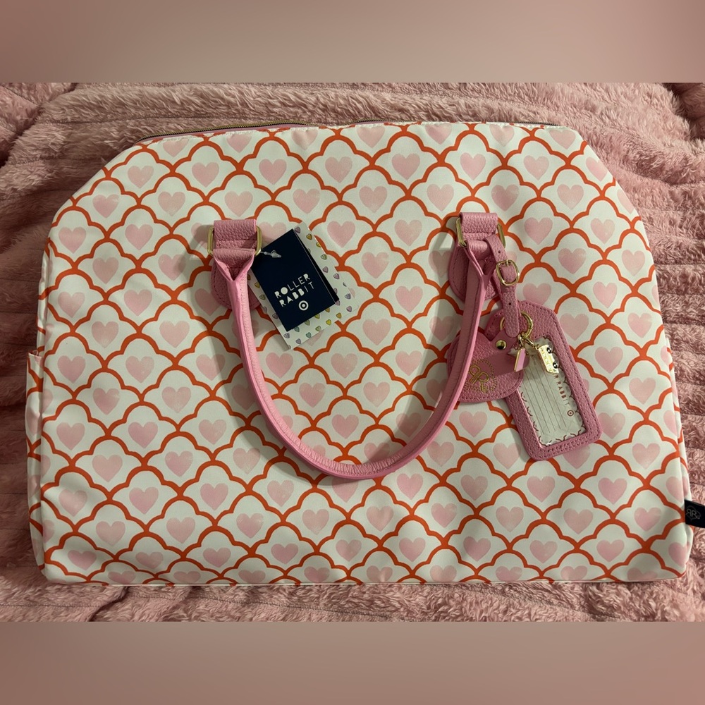 NWT Roller Rabbit x Target Geo Hearts Duffel Bag in Pink 🩷